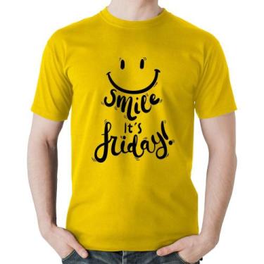 Imagem de Camiseta Algodão Smile, It's Friday! - Foca na Moda, Amarelo, GGG