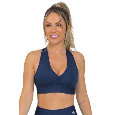 Imagem de Top Feminino Fitness Nadador Com Bojo Azul Escuro - Manalinda, P, Azul