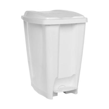 Imagem de Lixeira 7 Litros Com Pedal Cesto De Lixo - Jaguar Plásticos, Branco