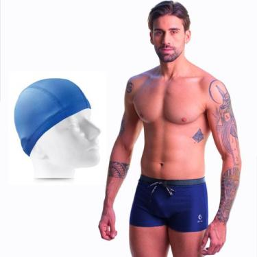 Imagem de Kit Sunga Boxer Masculina Com Touca de Natação Cobre Orelha - SIGMA, M
