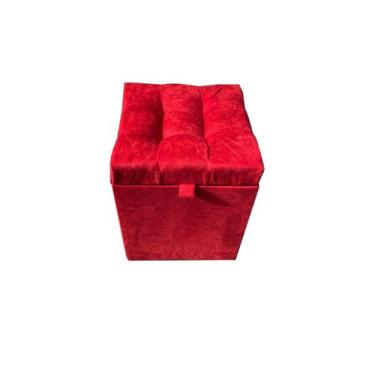 Imagem de Puff baú quadrado - 1 lugar - 36x36cm - vermelho - NEGROMONTE STORE