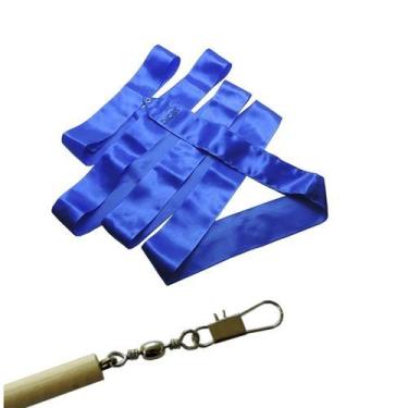 Imagem de Kit Baby Estilete Madeira Com Fita Cetim 3M Dicat Sports, Azul royal