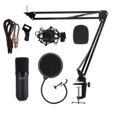 Imagem de Kit microfone condensador lm-260 lexsen profissional, Preto