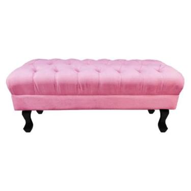 Imagem de Puff Calçadeira Retrô 1,20 Metro Luis Xv Capitonê Suede Rosa - DS Esto