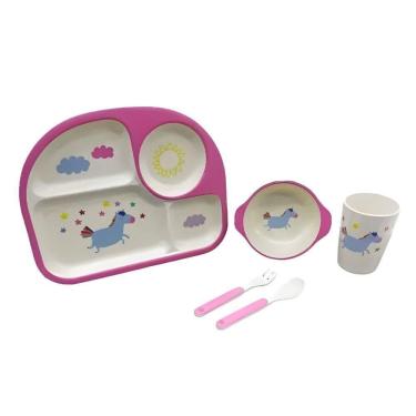 Imagem de Kit Refeição 5Pçs Infantil Bamboo N239549-0 Unicór - Quanhe