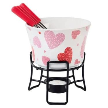 Imagem de Conjunto De Fondue 7 Peças Queijo Chocolate Panela Cerâmica - BRINOX, 