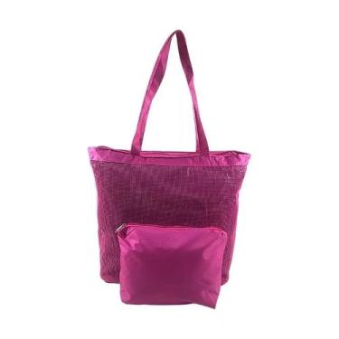 Imagem de Bolsa de Praia Feminina Emborrachada Rosa Pink com Necessaire Verão Pi