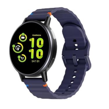 Imagem de Pulseira de silicone de 20 mm e 22 mm compatível com Garmin venu 3/2/1/Vivoactive 5/4/3/Forerunner 165/55/245/Venu Sq/Sq 2, pulseira de borracha ondulada macia com linha decorativa tecida de liberação