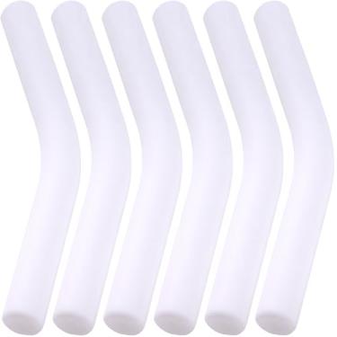 Imagem de CustomyLife 6 peças de pontas de palha de silicone 5/40.6 cm capas de palha de borracha de grau alimentício para canudos de aço inoxidável branco Flex Hydraflow pontas de palha de substituição para