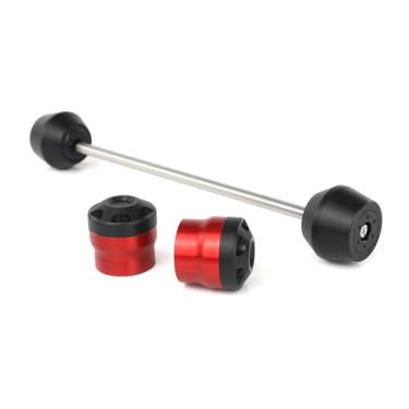 Imagem de REARACE Protetor de colisão para garfo dianteiro e traseiro, adequado para Royal Enfield Himalayan 450 2024 Sliders de eixo dianteiro traseiro (vermelho)