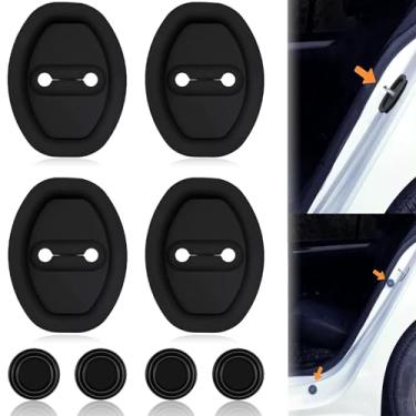 Imagem de CKLJTL Capa Protetora de Silicone para Trava de Porta de Carro, Capa Protetora para Travas de Porta de Carro, Conjunto de Travas de Ventilação de Veículos, Acessórios Universais pa (Preto-4Pcs)