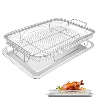 Imagem de Air Fryer Basket For Oven, 2 Pieces Set Stainless Steel Grill Basket, Non-stick Mesh Basket Set, Air Fryer Tray Wire Rack Roasting Basket