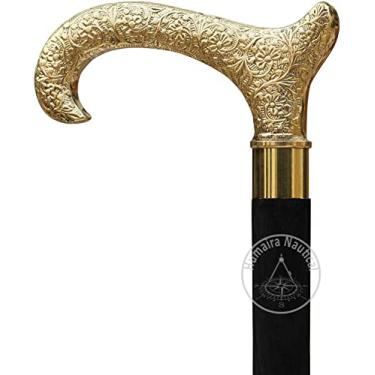 Imagem de Bengalas e bengalas Derby com cabo de latão Presente acessível Bengala decorativa de madeira Declaração de moda para homens e mulheres - Derby Canes