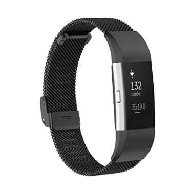 Imagem de Gheper Pulseira de metal compatível com Fitbit Charge 2 / Charge 2 HR Mesh Woven Stainless Steel Smartwatch Pulseira de substituição