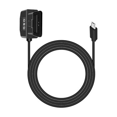 Imagem de RIIEYOCA Cabo de alimentação OBD para câmera veicular, adaptador micro USB para OBD-II com botão de interruptor, conector Plug and Play, monitoramento 24 horas/modo Acc (3,5 m)