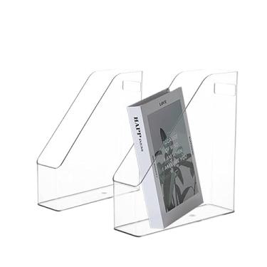 Imagem de Voittozege 2 pacotes de suporte de arquivo de revista em acrílico transparente, organizador de mesa de plástico com alça, pasta de arquivo vertical em acrílico, pasta de arquivo, porta-revis