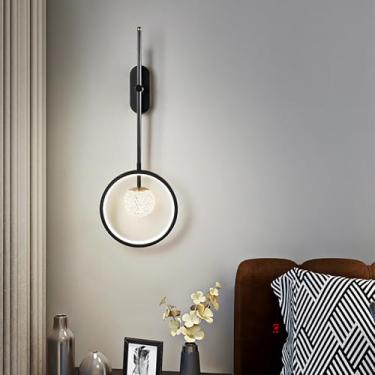 Imagem de Arandela de parede LED moderna giratória 330° alumínio lâmpada de parede interna 32W 63 * 22 * 4 cm Luz de parede acrílica dourada + luminária de parede preta com 2 luzes para quarto, sala de estar,