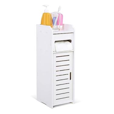 Imagem de Armário de Banheiro Em Pvc, Madeira e Plástico, Organizador de Armazenamento, Prateleira para Banheiro, Armário de Lavanderia para Cosméticos e Toalha de (Pequeno)