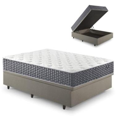 Imagem de Base Box Baú Casal 138x188 Linho Bege com Colchão Relax Fresh Molas En
