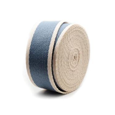 Imagem de CRAFTMEMORE Alça de algodão de 3,8 cm, tiras pesadas de dois tons para artes e artesanato, alça de bolsa de luxo (5 jardas, azul-marfim)
