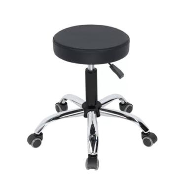 Imagem de Mocho Cromado a Gás sem Encosto com Rodinhas Semi Silicone – Regulagem de Altura e Durabilidade para Piso Frio, Carpete e Piso Vinílico - Escritex