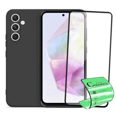 Imagem de Kit Película Premium 9D Cerâmica e Capa Capinha VELUDO preta Compatível Com Samsung Galaxy A35