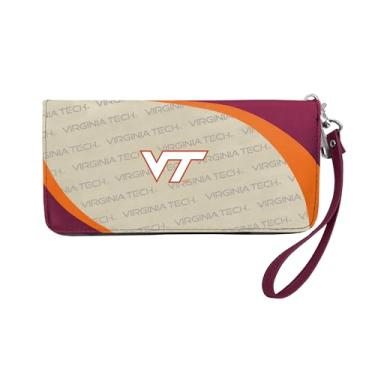 Imagem de Littlearth Carteira feminina NCAA Virginia Tech Hokies Curve Zip Organizador, cor do time, 20,32 cm x 10,16 cm x 2,54 cm, Cor do time, 8" x 4" x 1", Carteira organizadora com zíper curvado