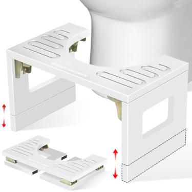 Imagem de KingPavonini Banco De Vaso Sanitário De Bambu Agachado Com Alturas Ajustáveis De 7 Pol. E 9 Pol., Banco Dobrável Para Cocô Para Adultos E Crianças No Banheiro, Banco Para Penico Com Camada Antiderra
