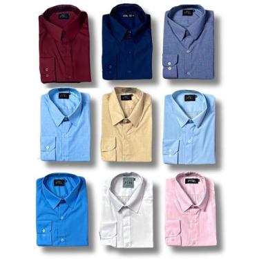 Imagem de KIT 09 peças - Camisa Social Manga Longa Slim e Tipo Linho (sem preto 