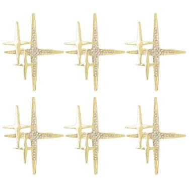 Imagem de SUPERFINDINGS Broche de lapela de estrela cruzada, broches de estrela dourada, broche de estrelas duplas, broche de estrelas de quatro pontas, broches de planeta, broches de liga de strass, para