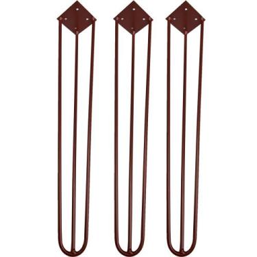 Imagem de Kit 03 Pés de Ferro Aço Hairpin Legs 60 cm Bronze A01 Sofá Móveis Mesa