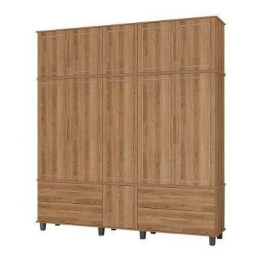 Imagem de Roupeiro Colonial Triplex House 5 Portas Alto Cor Freijó Rús - Fabrimó