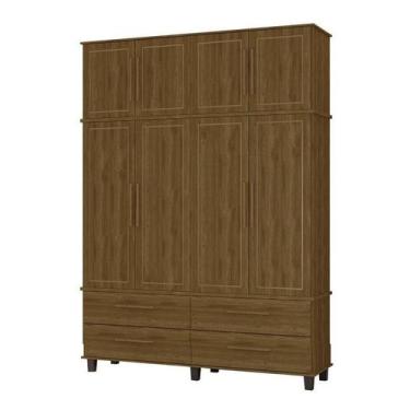 Imagem de Roupeiro Colonial Triplex House 4 Portas Alto Cor Imbuia Rús - Fabrimó