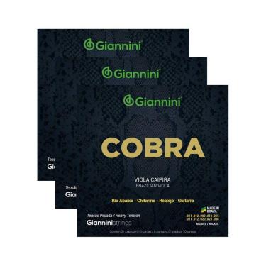 Imagem de Kit 3 Encordoamento Viola Caipira Giannini Cobra GESVNP Níckel Pesada