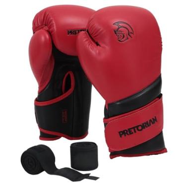 Imagem de Luva Boxe/Muay Thai ELite Pretorian + Bandagem Extra Sortida (Vermelho/Preto, 10 OZ)