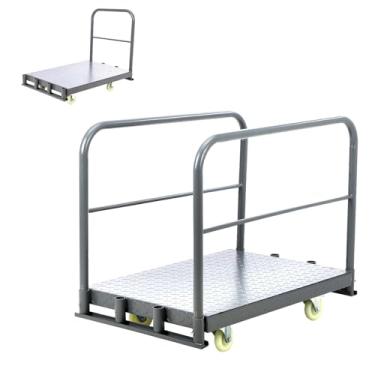 Imagem de Carrinho de caminhão com painel de aço 2 em 1 – capacidade de 907 kg, caminhão plataforma resistente, superfície antiderrapante, caminhão de mão com plataforma móvel com rodízios giratórios de 12,7