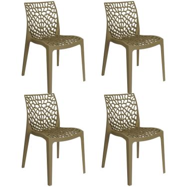 Imagem de Kit 4 Cadeiras Gruvyer Design Cozinha Sala de Estar Jantar - Bege