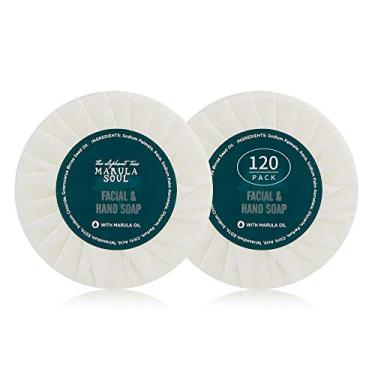 Imagem de Sabonete redondo OPPEAL Marula Oil Hotel Higiene Pessoal – Tamanho de viagem de 14,2 g a granel – Embalado individualmente – Perfume âmbar cinza – 120 barras por caixa.