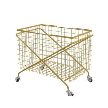 Imagem de Cesta de lavandaria de ferro escandinavo com cesta de armazenamento de brinquedos de polia, cesta de roupa suja para casa de banho, cesta de armazenamento grande para casa