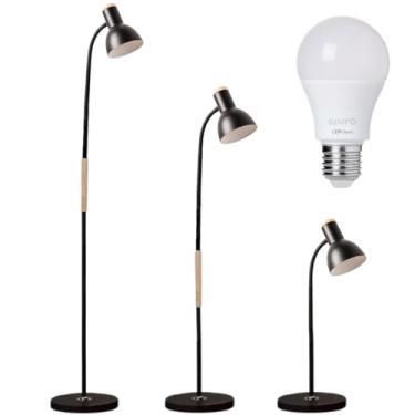 Imagem de Gimpo, Luminária Piso Chão Coluna 155cm Flexível Metal Gimpo KJTD-721-PRETO + 1 Lâmpada 9W LED Bivolt