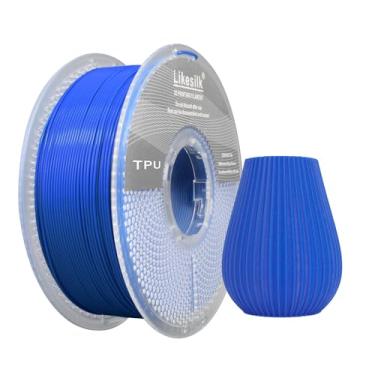 Imagem de Likesilk Filamento TPU 95A, filamento de impressora 3D flexível macio 1,75 mm, precisão dimensional +/- 0,03, carretel de 1 kg (1 kg), TPU azul