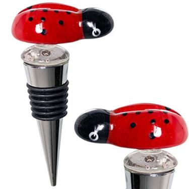 Imagem de Copo Ladybug Rolha de vinho – Rolha de garrafa de champanhe/vinho, decorativa, colorida, exclusiva, atraente de vidro – Decoração de joaninhas, acessório de vinho para anfitriã – Corpete/selante de vinho