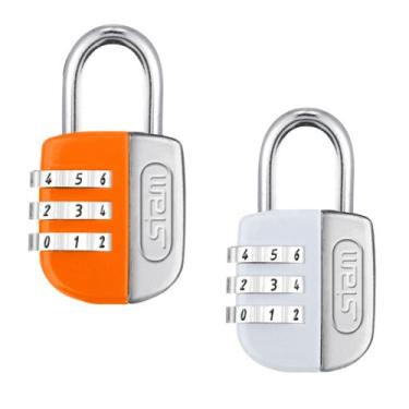 Imagem de 2 Cadeado Stam c/ Segredo 25mm Color Life p/ Mala Bolsa Armário, Laran