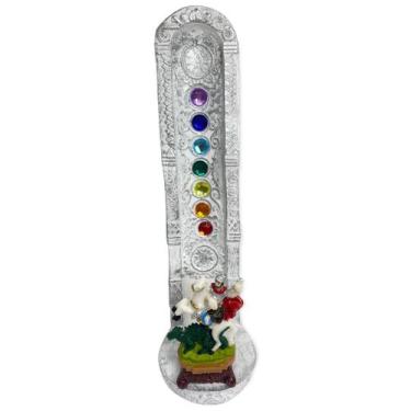 Imagem de Incensario 7 chakras branco vertical São Jorge 22 cm - Lua Mística - 1