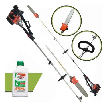 Imagem de Motopodador de Galhos A Gasolina Importway Iwpag2t52 de 52cc Atinge 2,95 Metros com Extensor p/ Poda de Altura