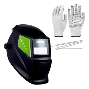 Imagem de Kit Máscara de Solda Com Escurecimento Automático MSN1200 NEVVO + 5 Eletrodos + Luva de Segurança Malha Tricotada Pigmentada
