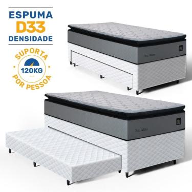 Imagem de Cama Box com Colchão de Espuma D33 Pillow Top Maxx + Auxiliar de Espuma Unique Solteiro 88cm