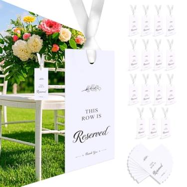 Imagem de Pacote com 15 placas reservadas para cadeiras de casamento fita, esta fileira é reservada para pendurar placas de assento reservado para bancos de igreja para evento de festa de cerimônia de casamento