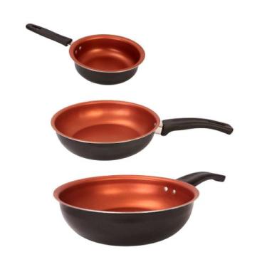 Imagem de Kit 3 Frigideiras Antiaderente 14 cm, 18 cm e 20 cm - Panelaço Brasil