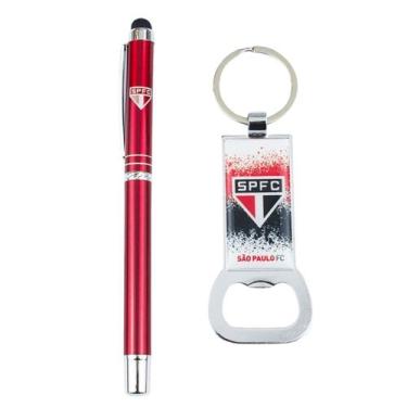Imagem de Kit Caneta Roller Pen Touchscreen Chaveiro Abridor São Paulo - Mileno